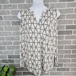 Fever Sleeveless Blouse Top Women's 1X Geometric Print Casual Flowy Tank Top